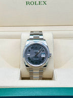 Rolex Steel and White Gold Rolesor Datejust 41  - Slate Green Roman Dial - Oyster Bracelet - 126334 slgro