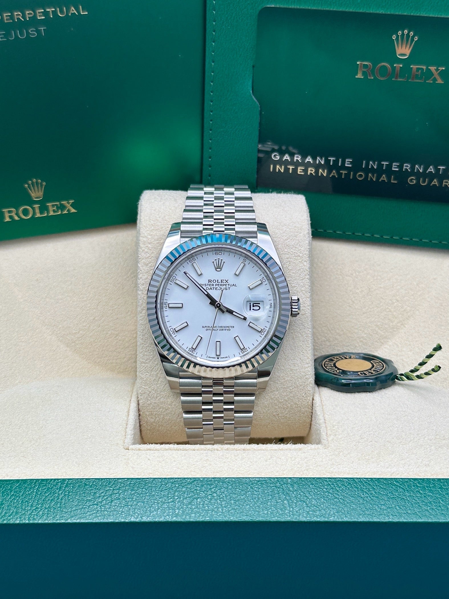 Rolex Steel and White Gold Rolesor Datejust 41  - White Index Dial - Jubilee Bracelet - 126334 wij
