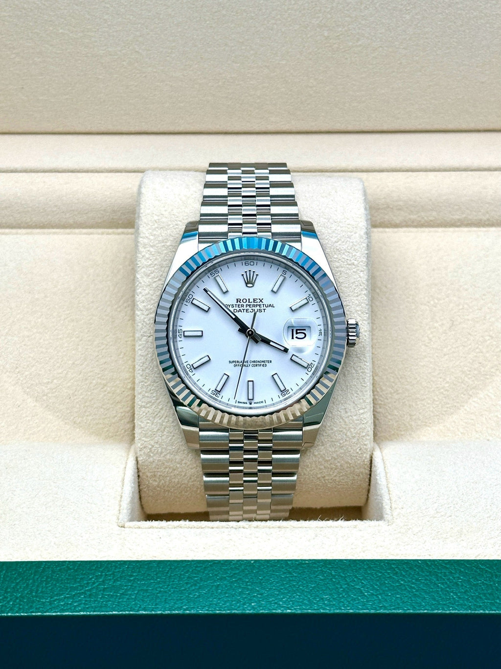 Rolex Steel and White Gold Rolesor Datejust 41  - White Index Dial - Jubilee Bracelet - 126334 wij