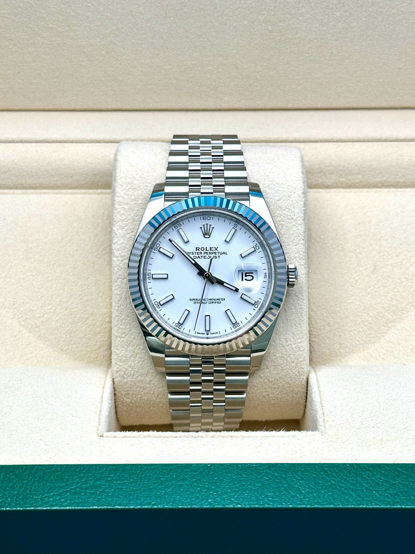Rolex Steel and White Gold Rolesor Datejust 41  - White Index Dial - Jubilee Bracelet - 126334 wij