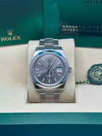 Rolex Steel Datejust 41  - Smooth Bezel - Dark Rhodium Index Dial - Oyster Bracelet - 126300 dkrio