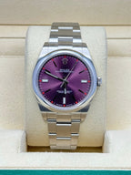 Rolex Steel Oyster Perpetual 39  - Red Grape Index Dial - 114300 rgio