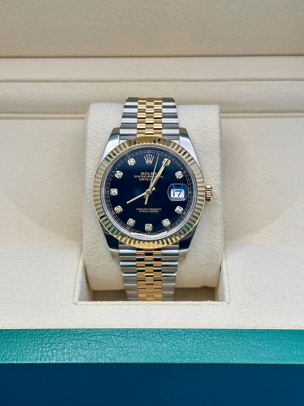 Rolex Steel and Yellow Gold Rolesor Datejust 41  - Black Diamond Dial - Jubilee Bracelet - 126333 bkdj