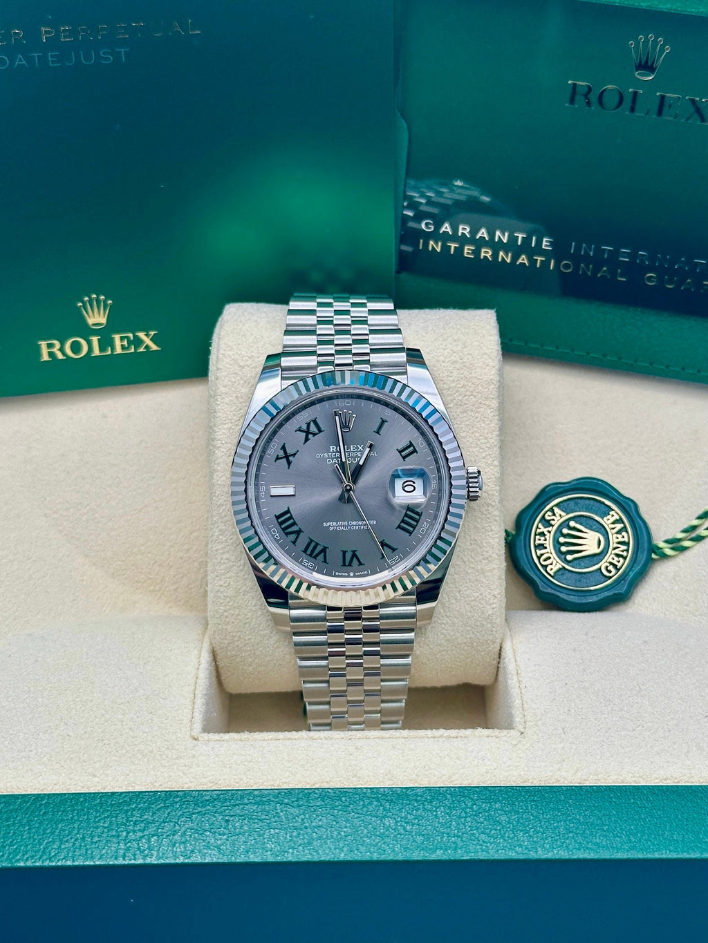 Rolex Steel and White Gold Rolesor Datejust 41  - Wimbledon Dial - Jubilee Bracelet - 126334 slgrj