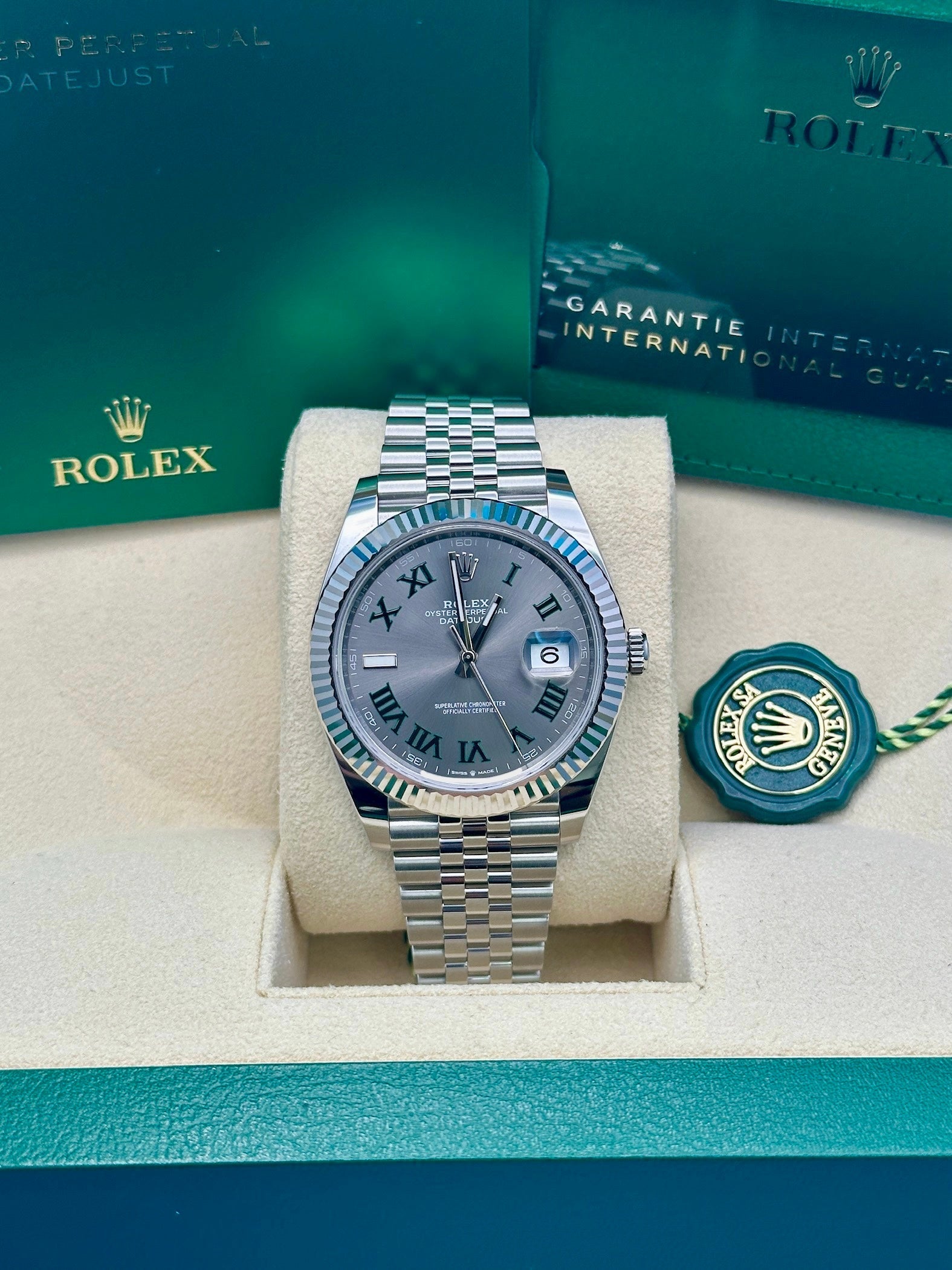 Rolex Steel and White Gold Rolesor Datejust 41  - Wimbledon Dial - Jubilee Bracelet - 126334 slgrj