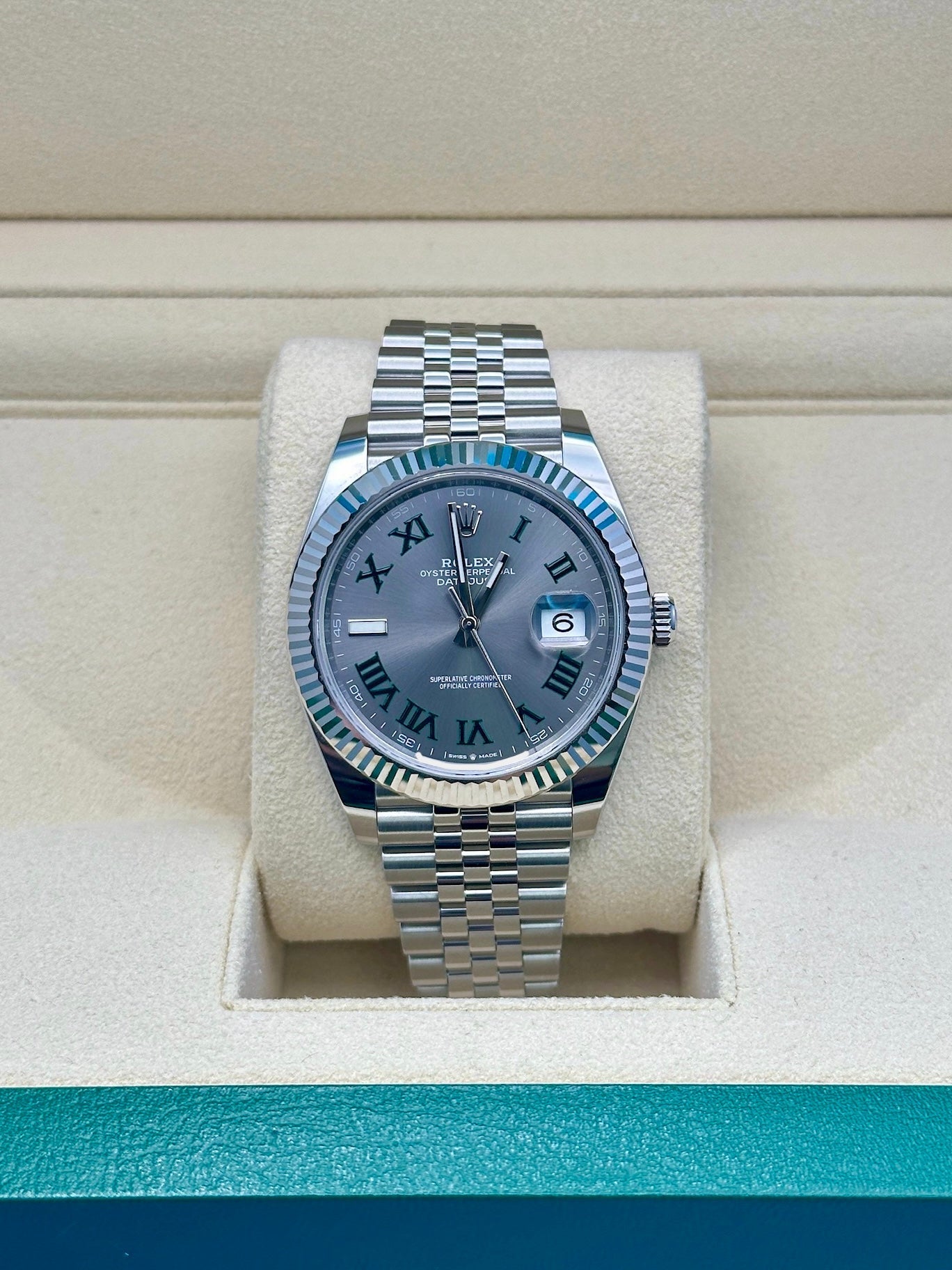 Rolex Steel and White Gold Rolesor Datejust 41  - Wimbledon Dial - Jubilee Bracelet - 126334 slgrj