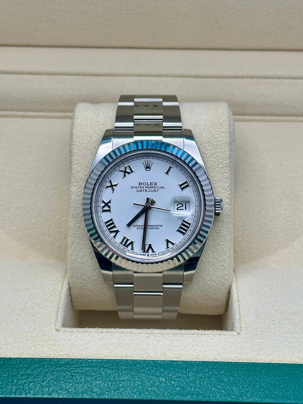 Rolex Steel and White Gold Rolesor Datejust 41  - White Roman Dial - Oyster Bracelet - 126334 wro