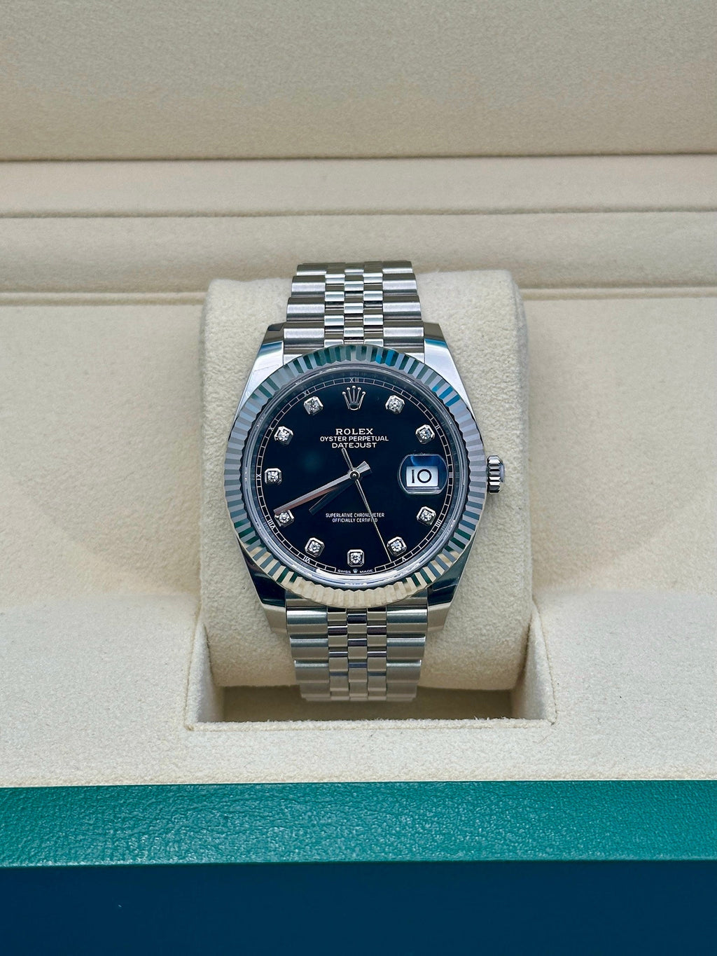 Rolex Steel and White Gold Rolesor Datejust 41  - Black Diamond Dial - Jubilee Bracelet - 126334 bkdj