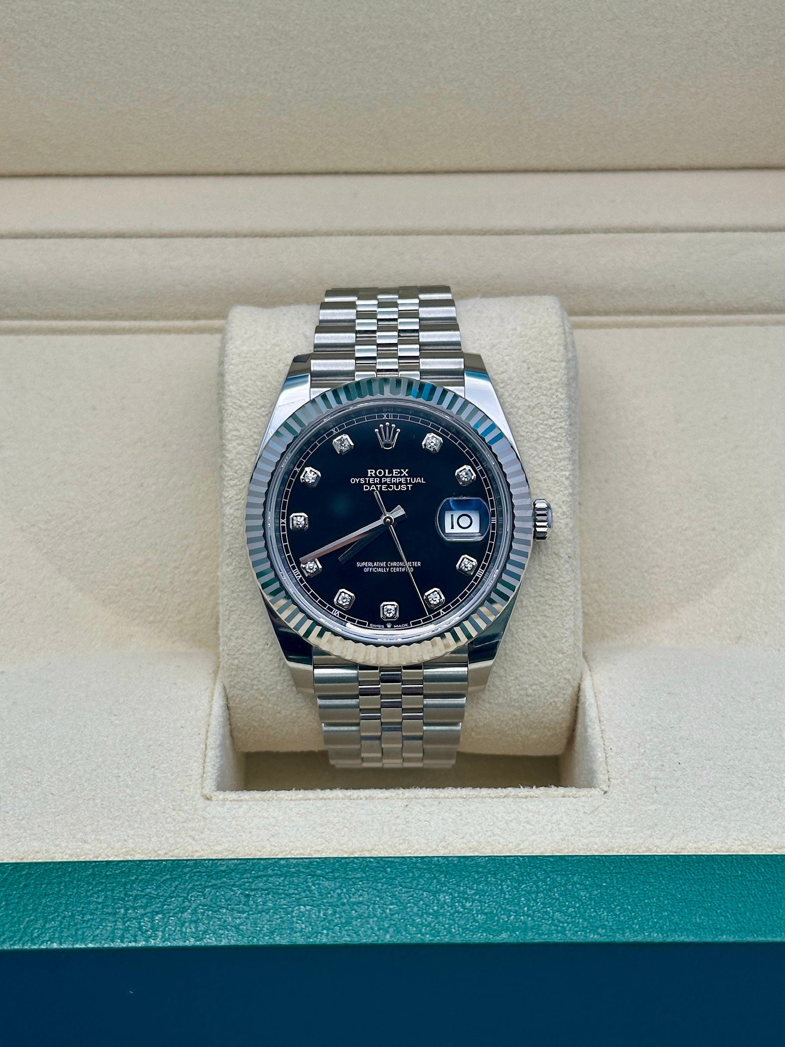 Rolex Steel and White Gold Rolesor Datejust 41  - Black Diamond Dial - Jubilee Bracelet - 126334 bkdj