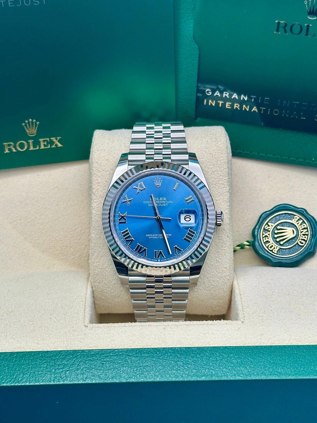 Rolex Steel and White Gold Rolesor Datejust 41  - Blue Roman Dial - Jubilee Bracelet - 126334 blrj