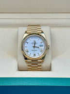 Rolex Yellow Gold Day-Date 40  - White Bevelled Roman Dial - President Bracelet - 228238 wrp