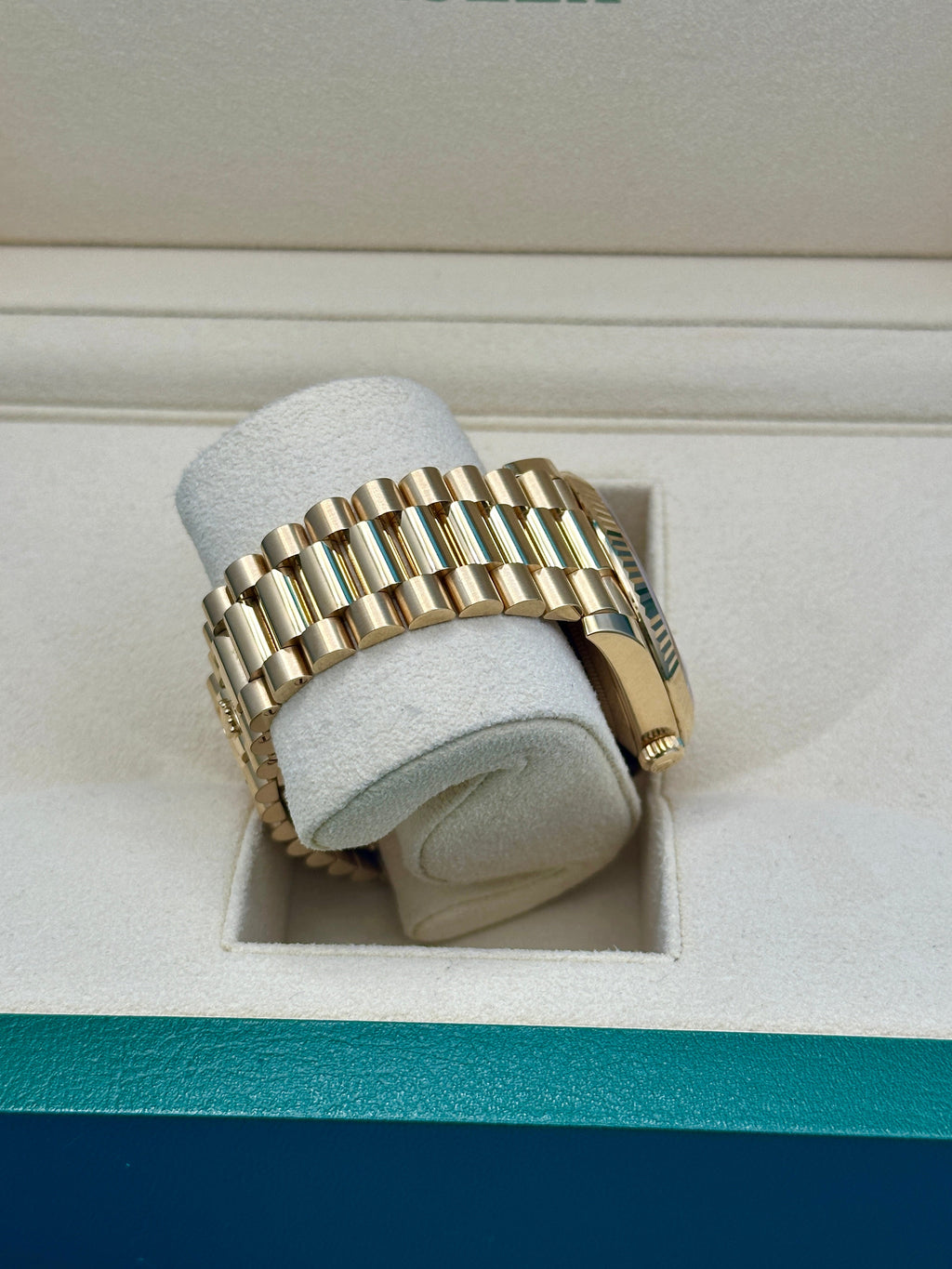 Rolex Yellow Gold Day-Date 40  - White Bevelled Roman Dial - President Bracelet - 228238 wrp