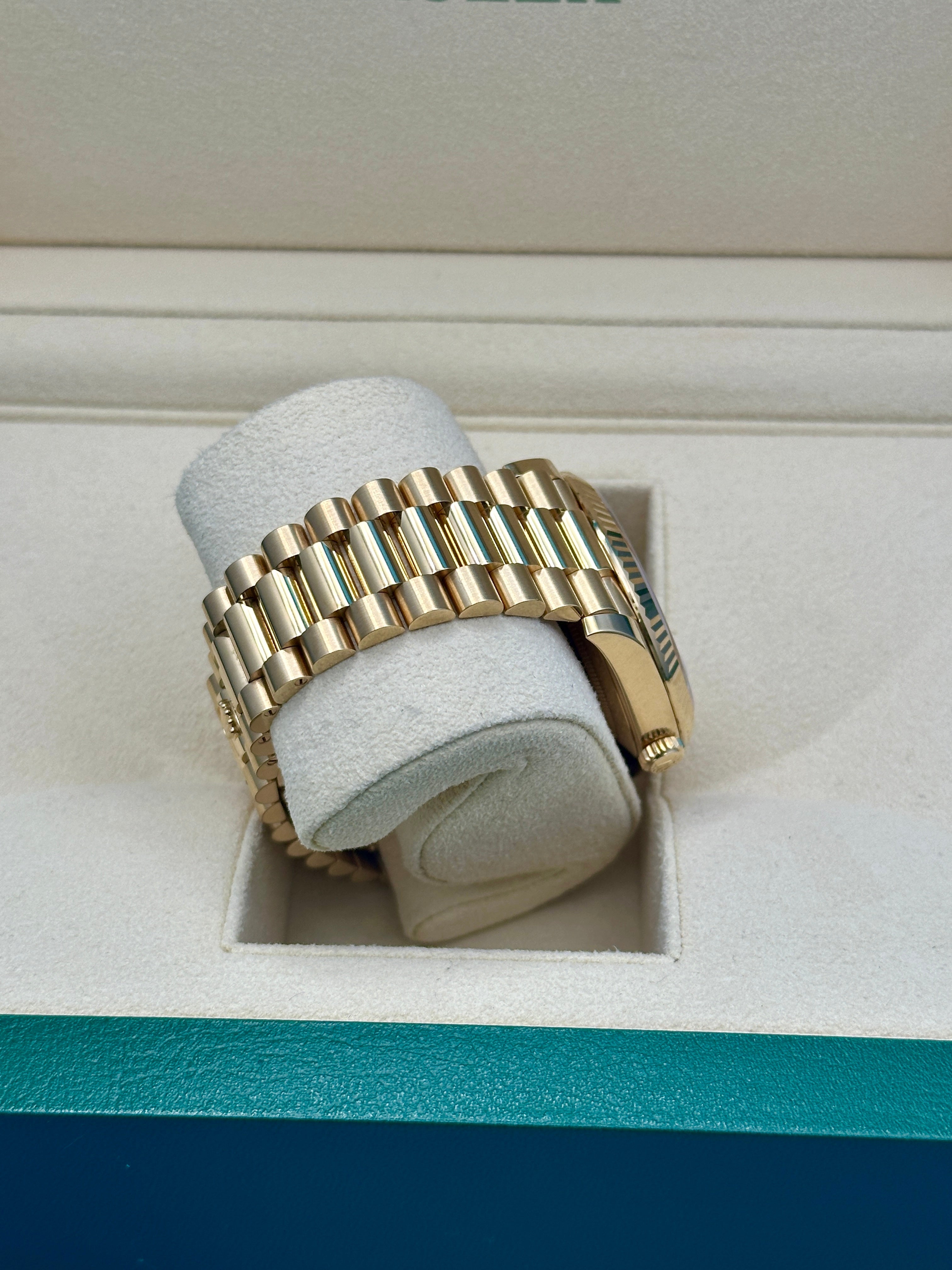 Rolex Yellow Gold Day-Date 40  - White Bevelled Roman Dial - President Bracelet - 228238 wrp