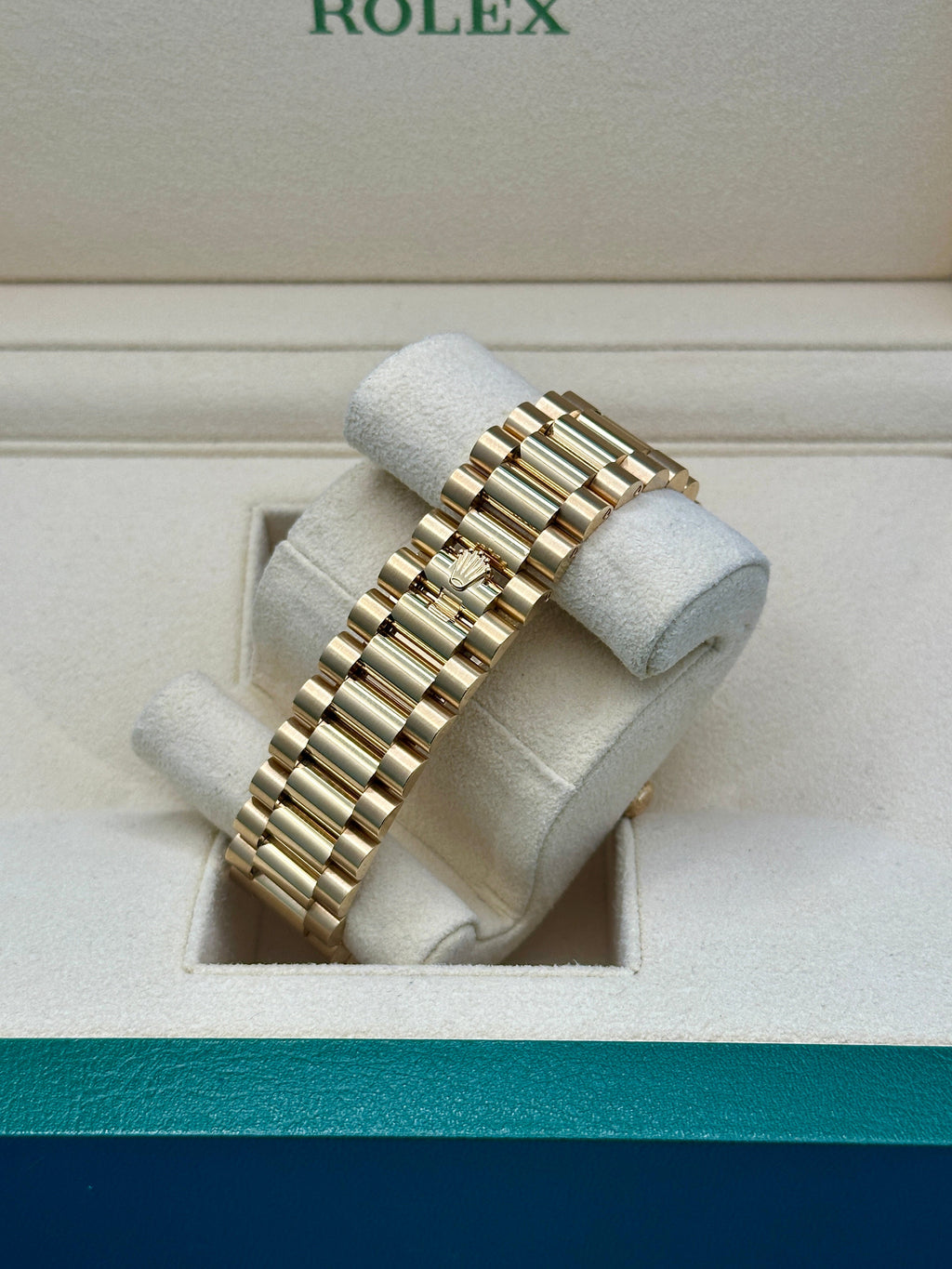 Rolex Yellow Gold Day-Date 40  - White Bevelled Roman Dial - President Bracelet - 228238 wrp