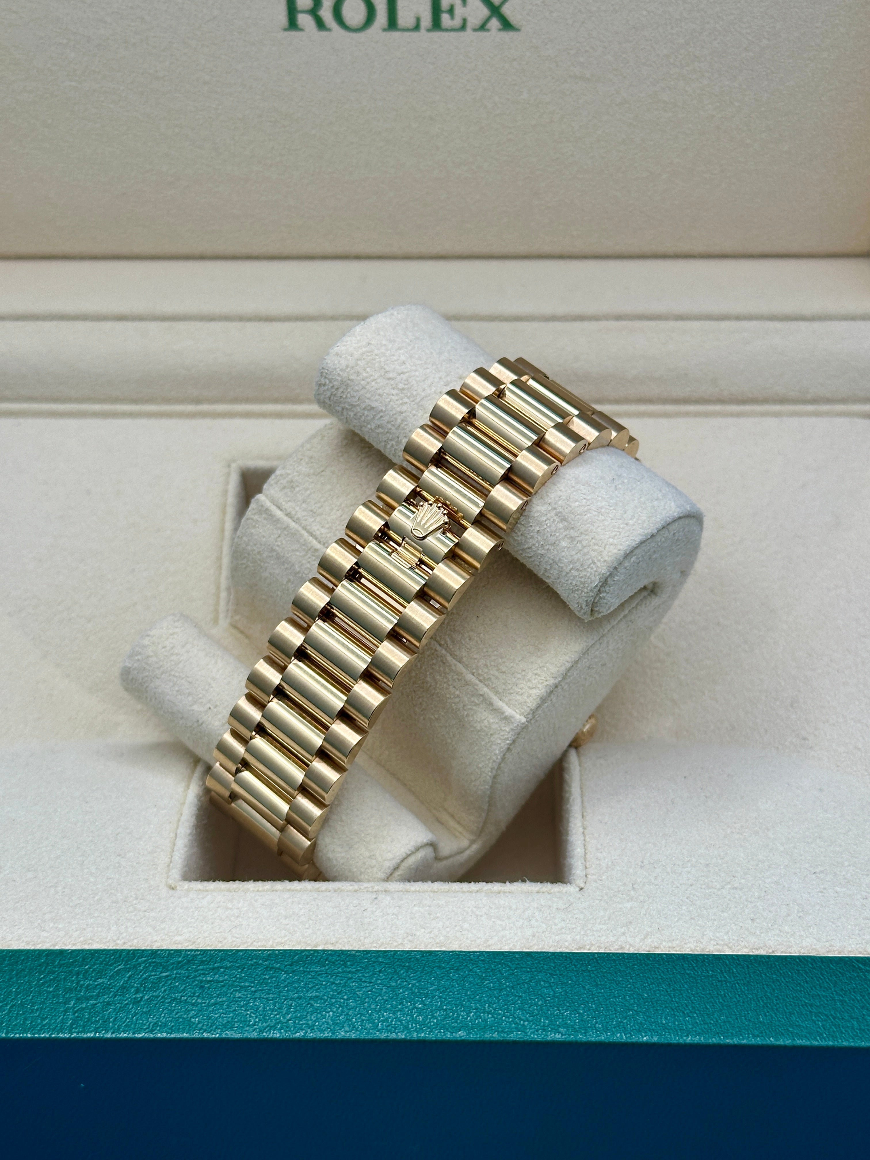 Rolex Yellow Gold Day-Date 40  - White Bevelled Roman Dial - President Bracelet - 228238 wrp