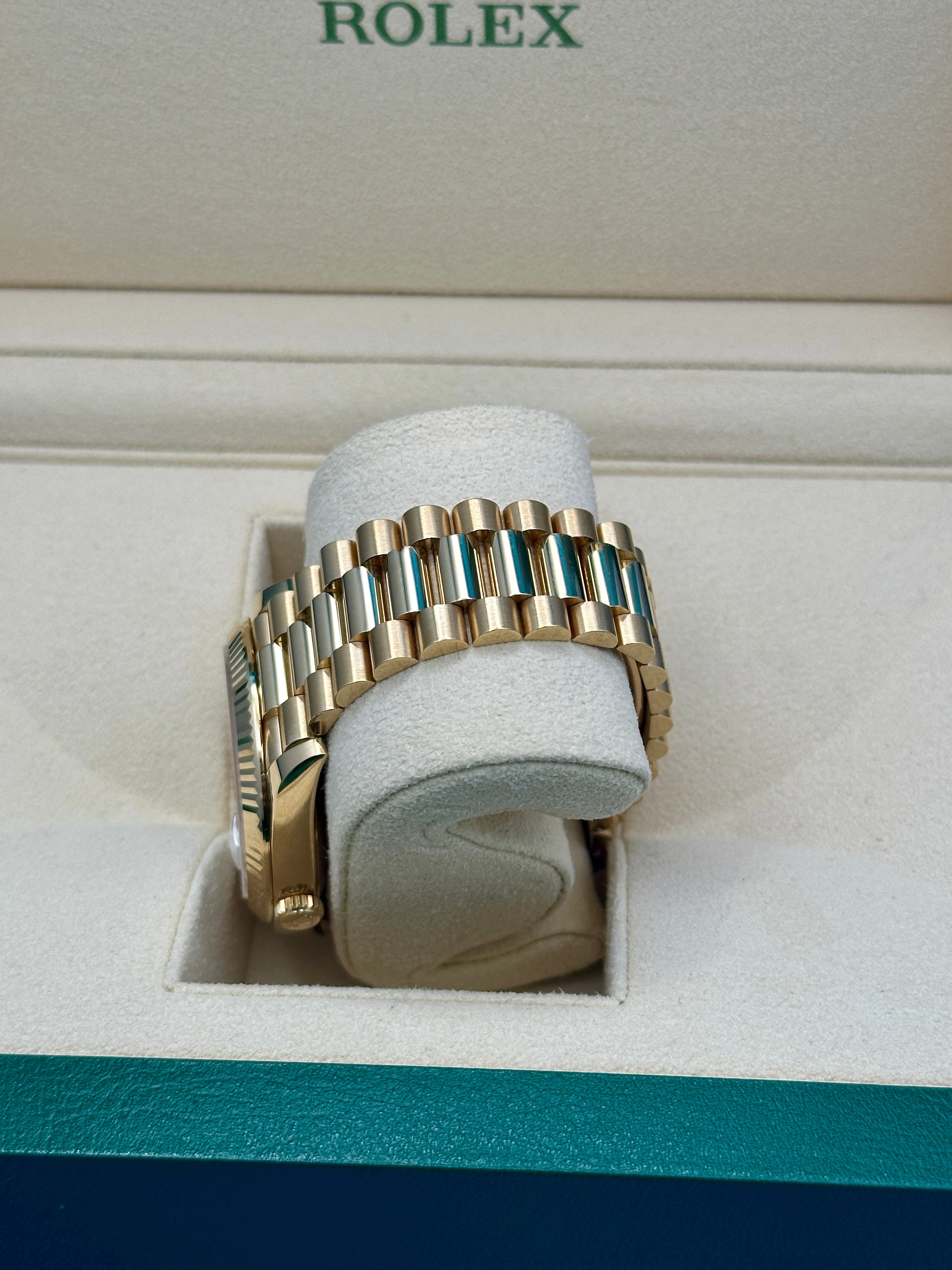 Rolex Yellow Gold Day-Date 40  - White Bevelled Roman Dial - President Bracelet - 228238 wrp