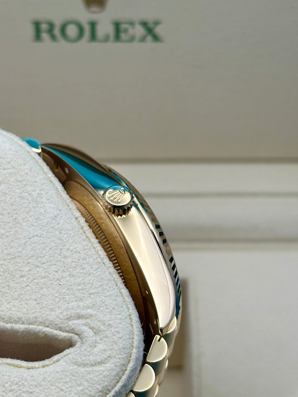 Rolex Yellow Gold Day-Date 40  - White Bevelled Roman Dial - President Bracelet - 228238 wrp