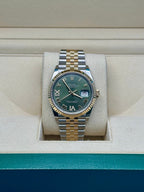 Rolex Steel and Yellow Gold Rolesor Datejust 36  - Olive Green Roman Dial - Jubilee Bracelet - 126233 ogdr69j