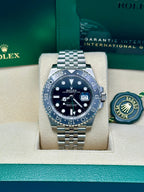 Rolex Steel GMT-Master II 40  - Black And Grey Bruce Wayne Bezel - Black Dial - Jubilee Bracelet - 126710GRNR
