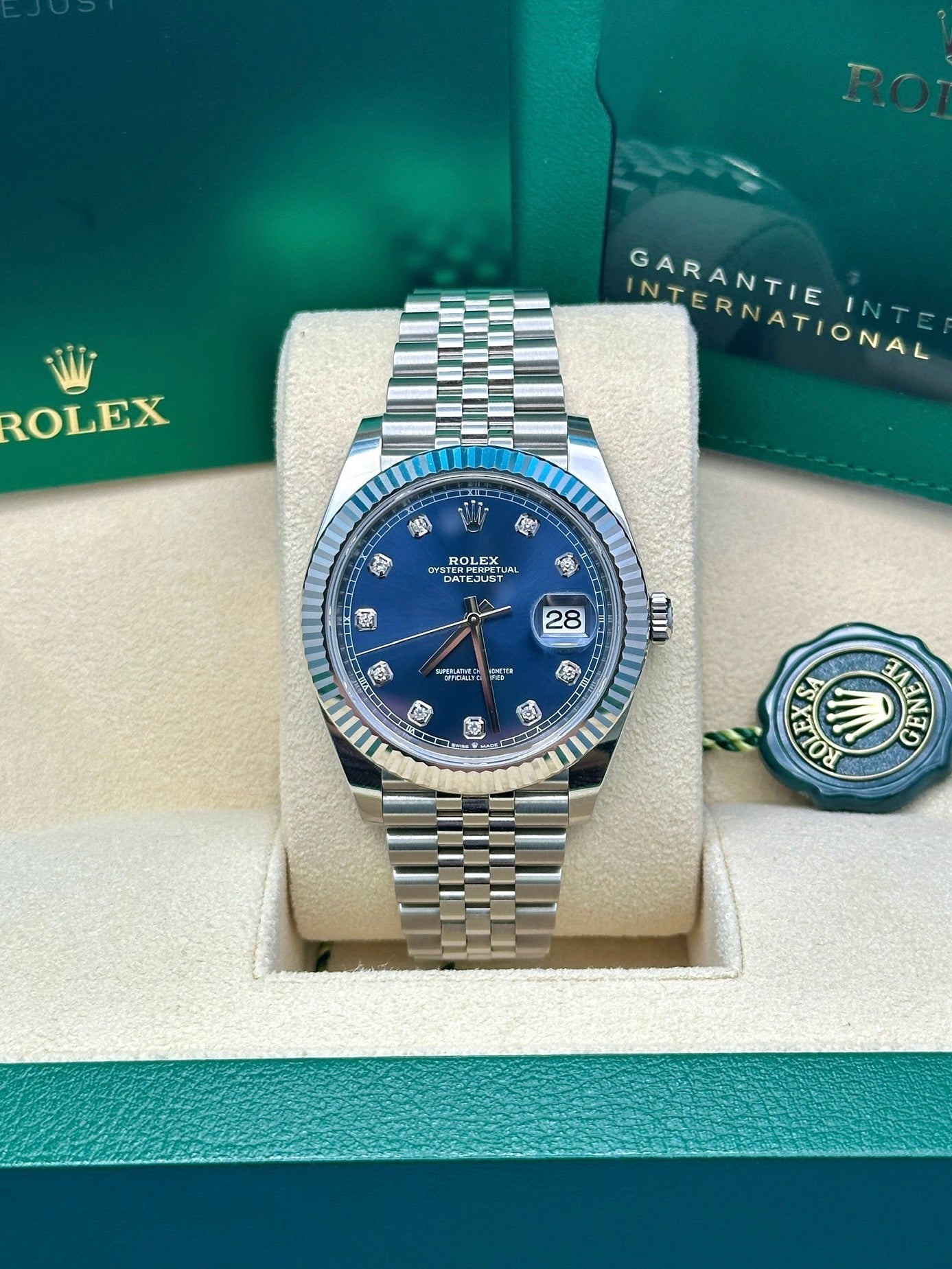 Rolex Steel and White Gold Rolesor Datejust 41  - Blue Diamond Dial - Jubilee Bracelet - 126334 bldj