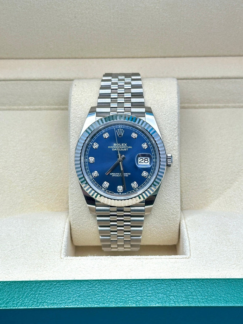 Rolex Steel and White Gold Rolesor Datejust 41  - Blue Diamond Dial - Jubilee Bracelet - 126334 bldj