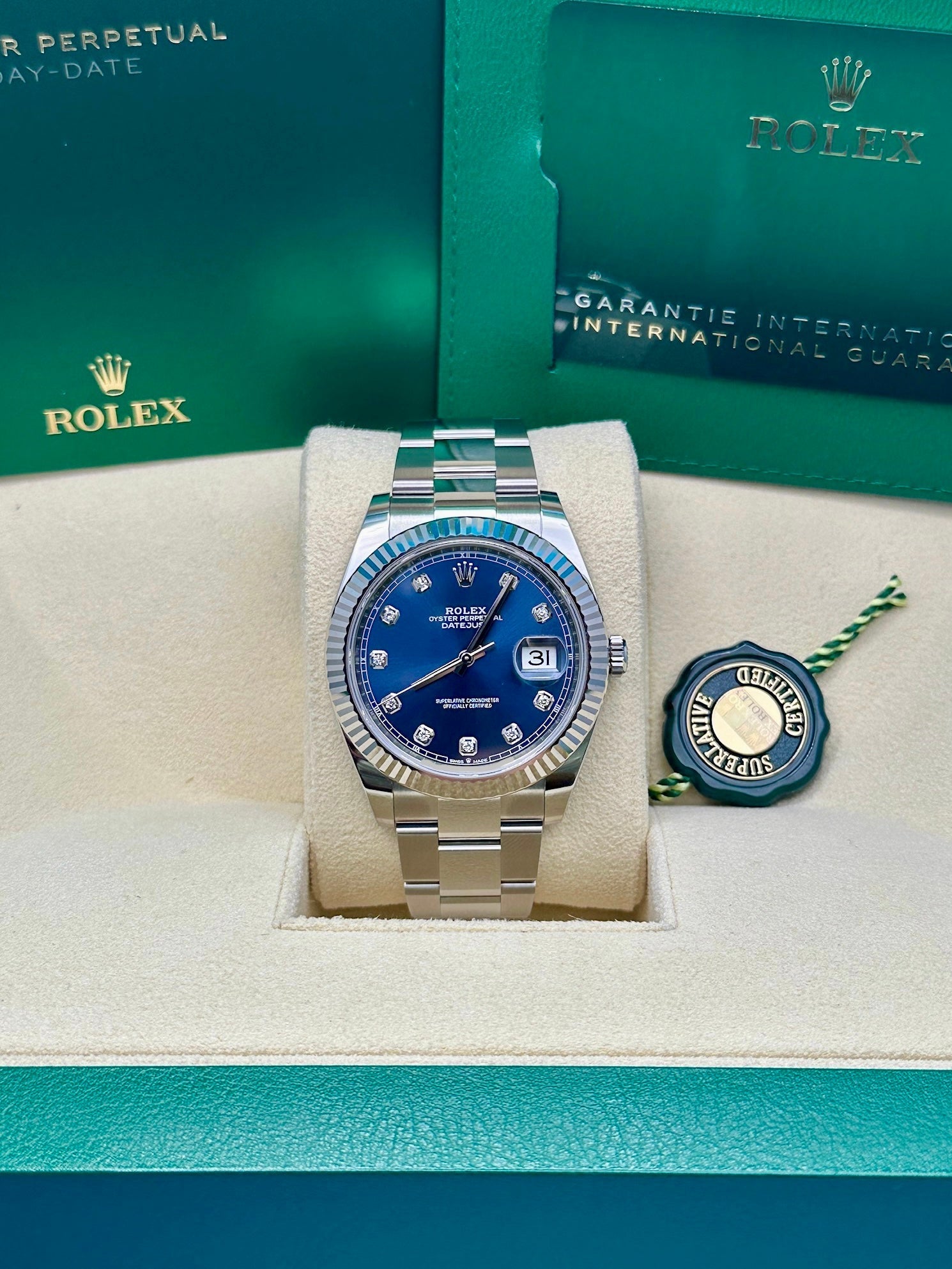 Rolex Steel and White Gold Rolesor Datejust 41  - Blue Diamond Dial - Oyster Bracelet - 126334 bldo