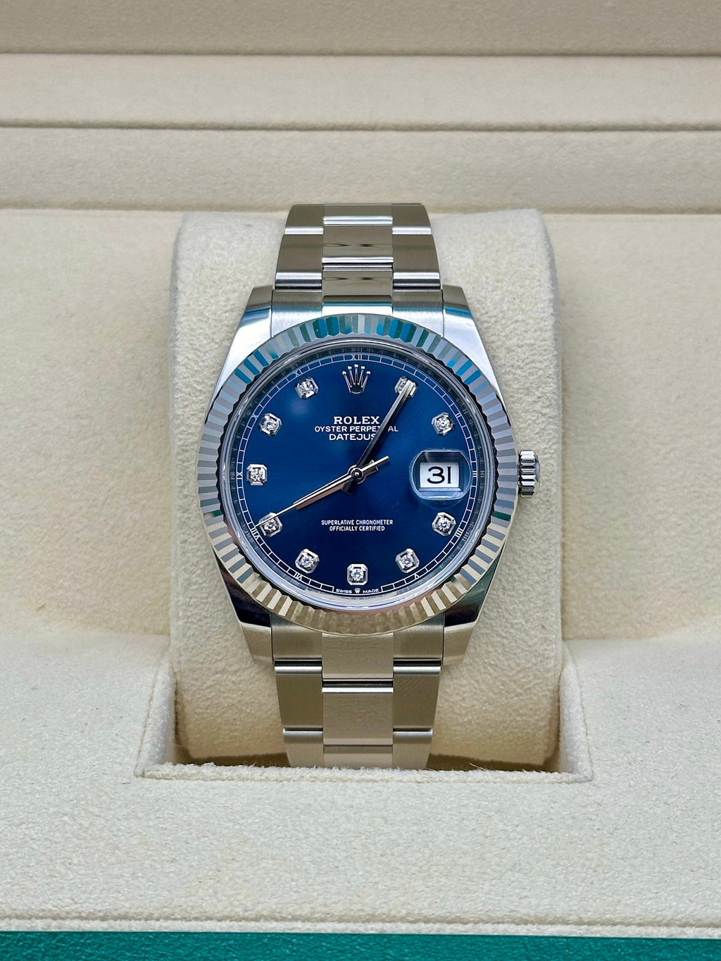 Rolex Steel and White Gold Rolesor Datejust 41  - Blue Diamond Dial - Oyster Bracelet - 126334 bldo