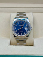 Rolex Steel and White Gold Rolesor Datejust 41  - Blue Diamond Dial - Oyster Bracelet - 126334 bldo