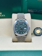 Rolex Oystersteel Datejust 41  - Smooth Bezel - Green Motif Dial - Jubilee Bracelet - 126300GMDJ