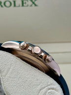 Rolex Everose Gold Cosmograph Daytona Watch - Black Cerachrom Bezel - Black And Sundust Index Dial - Oysterflex Strap