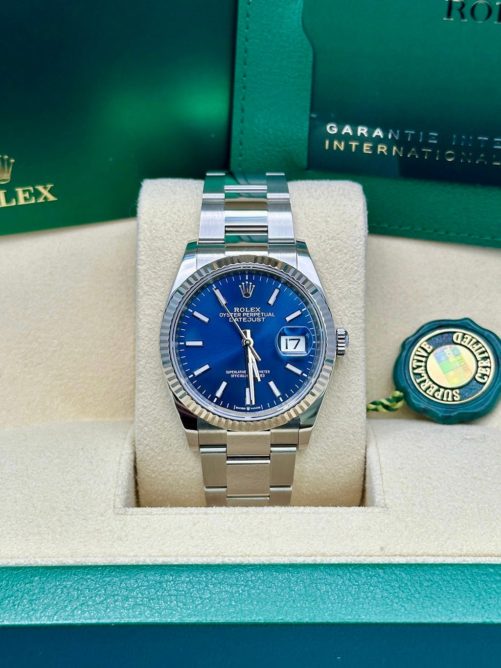 Rolex Steel Datejust 36  - Blue Index Dial - Oyster Bracelet - 126234 blio
