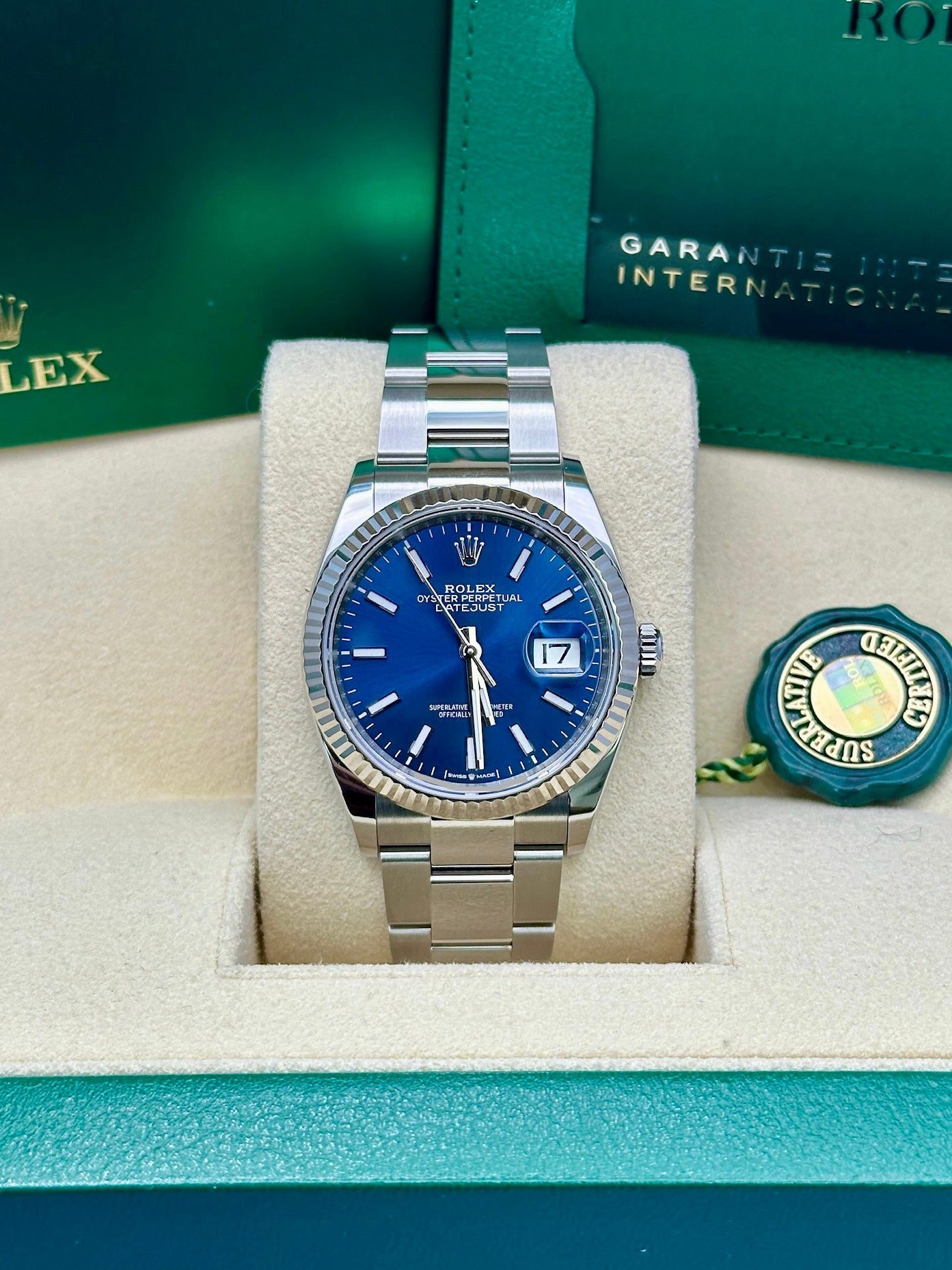 Rolex Steel Datejust 36  - Blue Index Dial - Oyster Bracelet - 126234 blio