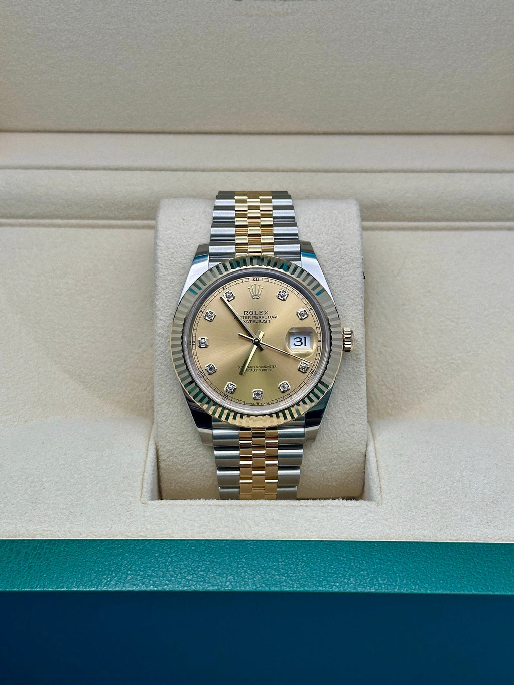 Rolex Steel and Yellow Gold Rolesor Datejust 41  - Champagne Diamond Dial - Jubilee Bracelet - 126333 chdj