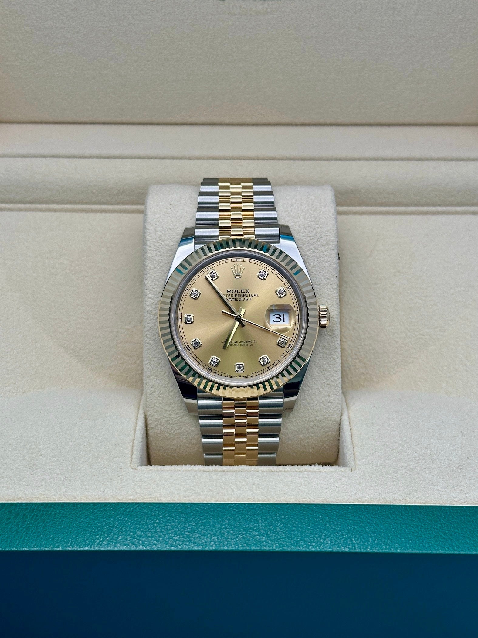 Rolex Steel and Yellow Gold Rolesor Datejust 41  - Champagne Diamond Dial - Jubilee Bracelet - 126333 chdj