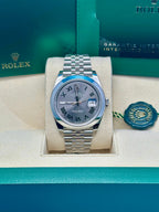 Rolex Steel Datejust 41  - Smooth Bezel - Slate Green Roman Dial - Jubilee Bracelet - 126300 slgrj