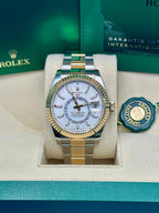 Rolex Sky Dweller 42 White Dial Yellow Gold Stainless Steel Oyster Mens  336933