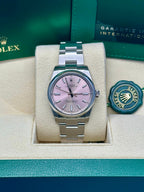 Rolex Oyster Perpetual 34 Watch - Domed Bezel - Pink Index Dial