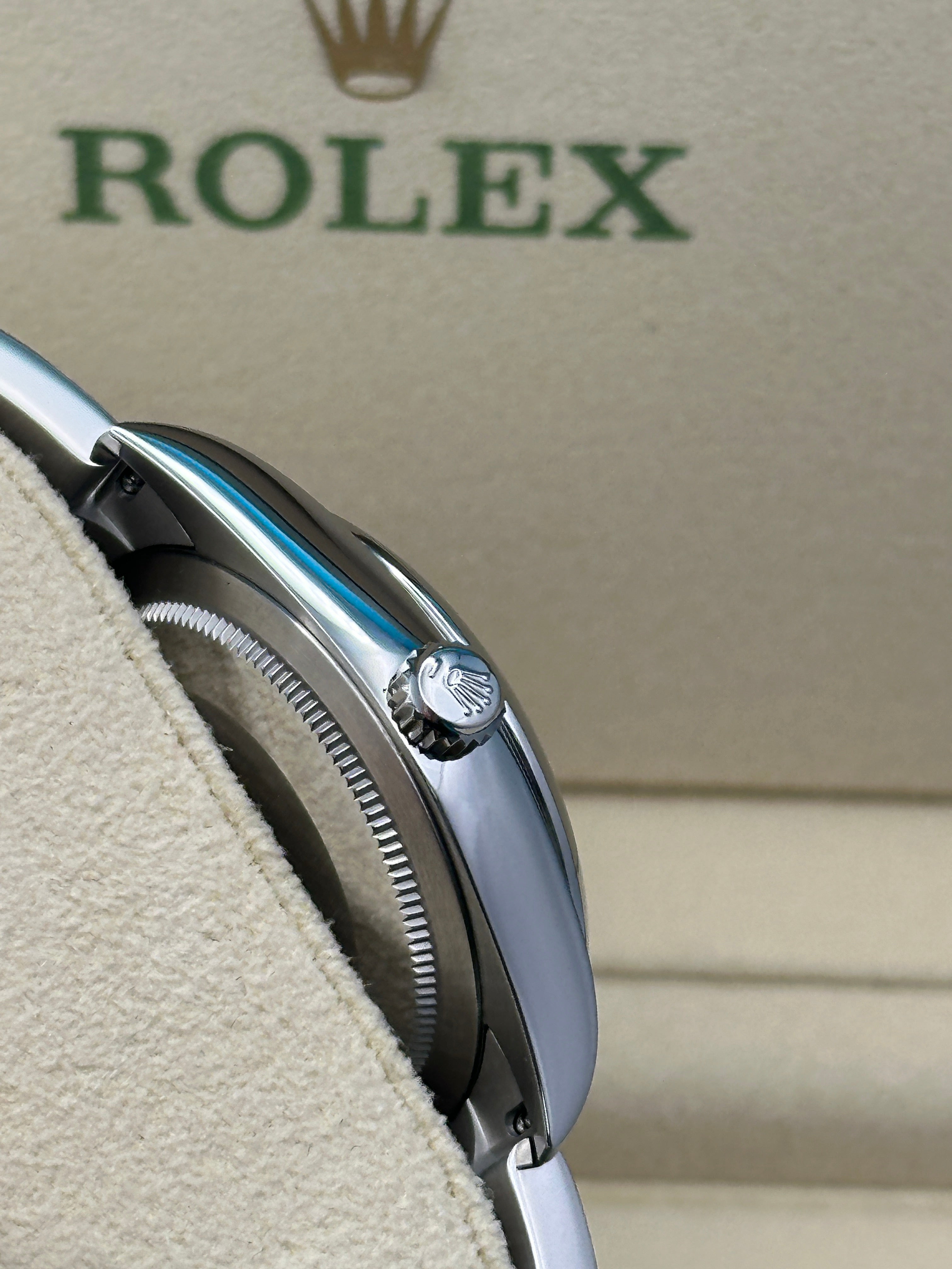 Rolex Oyster Perpetual 34 Watch - Domed Bezel - Pink Index Dial