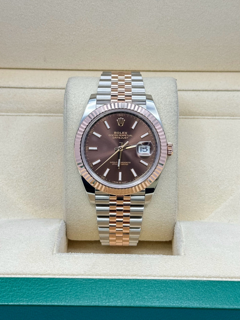 Rolex Steel and Everose Rolesor Datejust 41  - Chocolate Index Dial - Jubilee Bracelet - 126331 choij