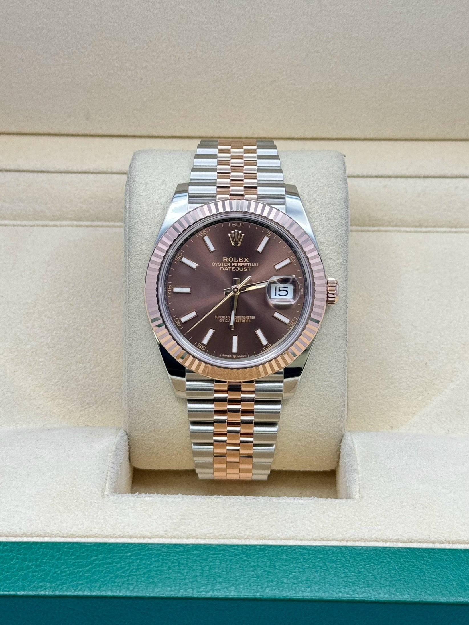 Rolex Steel and Everose Rolesor Datejust 41  - Chocolate Index Dial - Jubilee Bracelet - 126331 choij