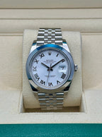 Rolex Steel Datejust 41  - Smooth Bezel - White Roman Dial - Jubilee Bracelet - 126300 wrj