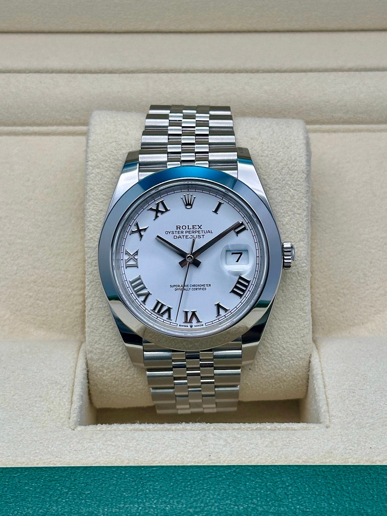 Rolex Steel Datejust 41  - Smooth Bezel - White Roman Dial - Jubilee Bracelet - 126300 wrj