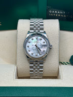 Rolex Steel and White Gold Datejust 31  - White Mother-Of-Pearl Diamond Dial - Jubilee Bracelet - 278274 mdj