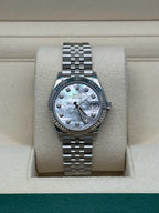 Rolex Steel and White Gold Datejust 31  - White Mother-Of-Pearl Diamond Dial - Jubilee Bracelet - 278274 mdj