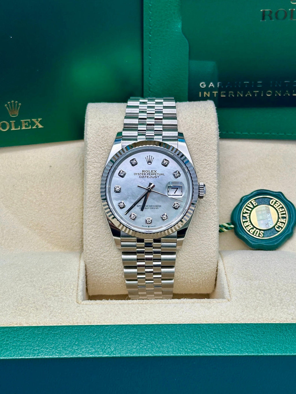 Rolex Steel Datejust 36  - Mother-of-Pearl Diamond Dial - Jubilee Bracelet - 126234 mdj