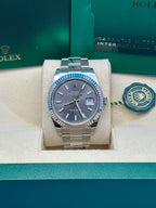 Rolex Steel and White Gold Rolesor Datejust 41  - Dark Rhodium Index Dial - Oyster Bracelet - 126334 dkrio