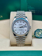 Rolex Steel and White Gold Rolesor Datejust 41  - White Mother-Of-Pearl Diamond Dial - Jubilee Bracelet - 126334 wmdj