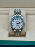 Rolex Steel and White Gold Rolesor Datejust 41  - White Mother-Of-Pearl Diamond Dial - Jubilee Bracelet - 126334 wmdj