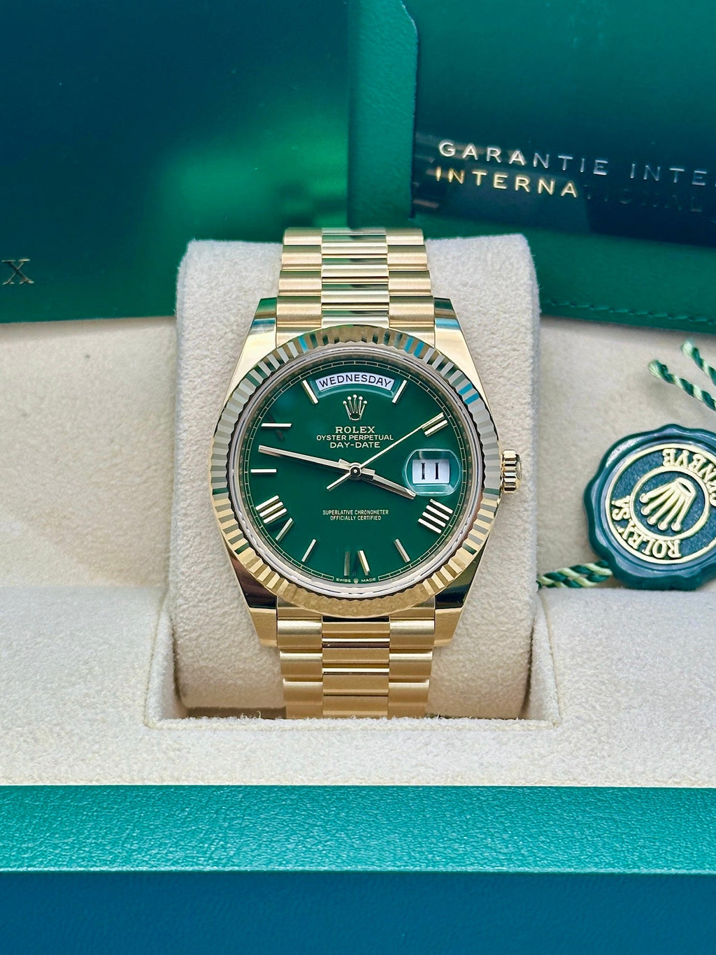 Rolex Day-Date 40 Green Dial 18K Yellow Gold President