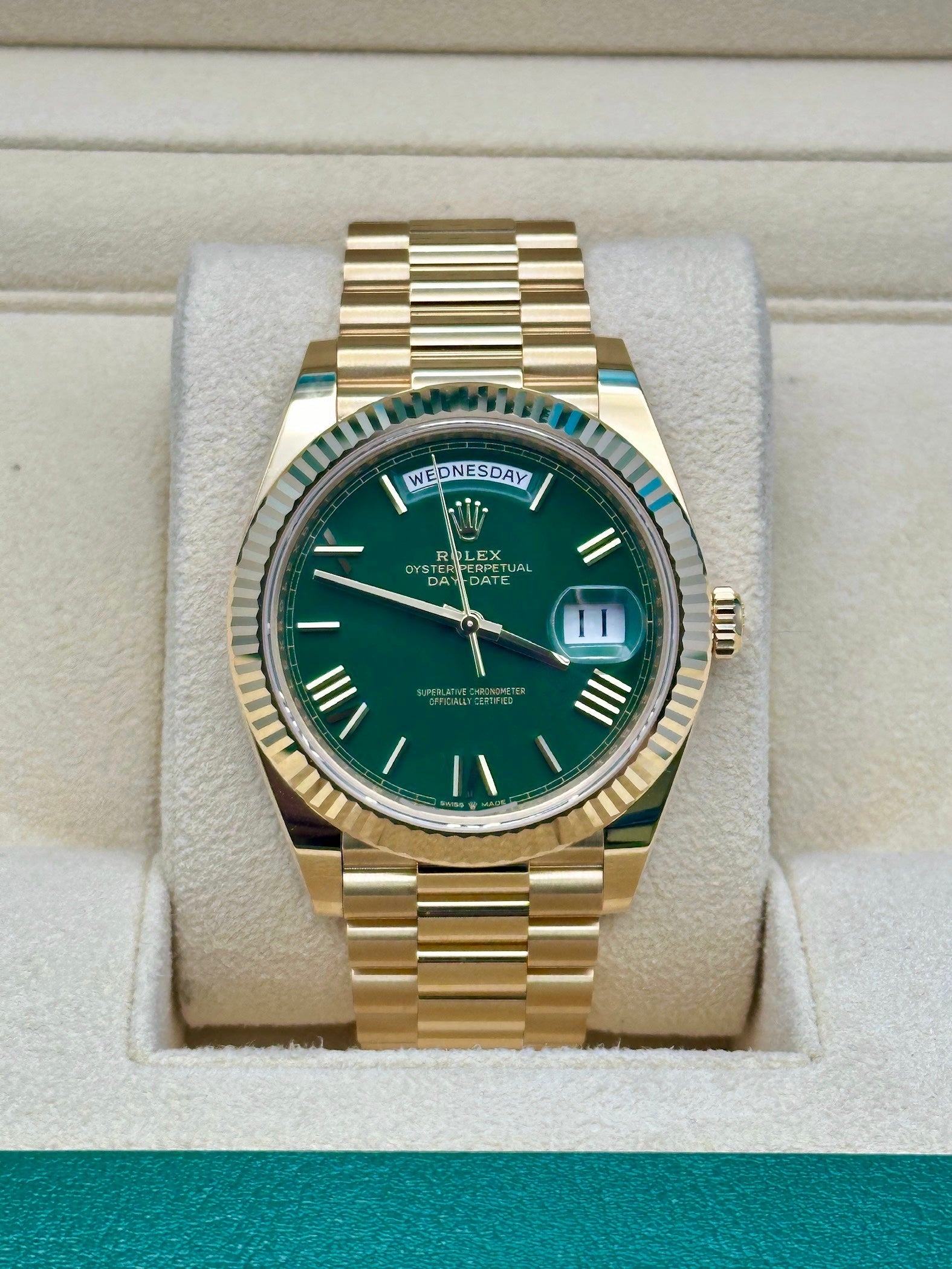 Rolex Day-Date 40 Green Dial 18K Yellow Gold President